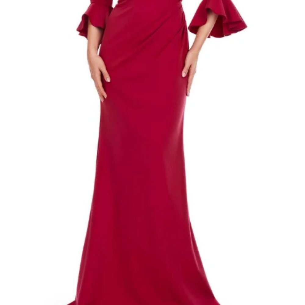 NWT Ashley Lauren 11325 Scuba Mother of the Bride Dress Burgundy Size 20 - Picture 2 of 6